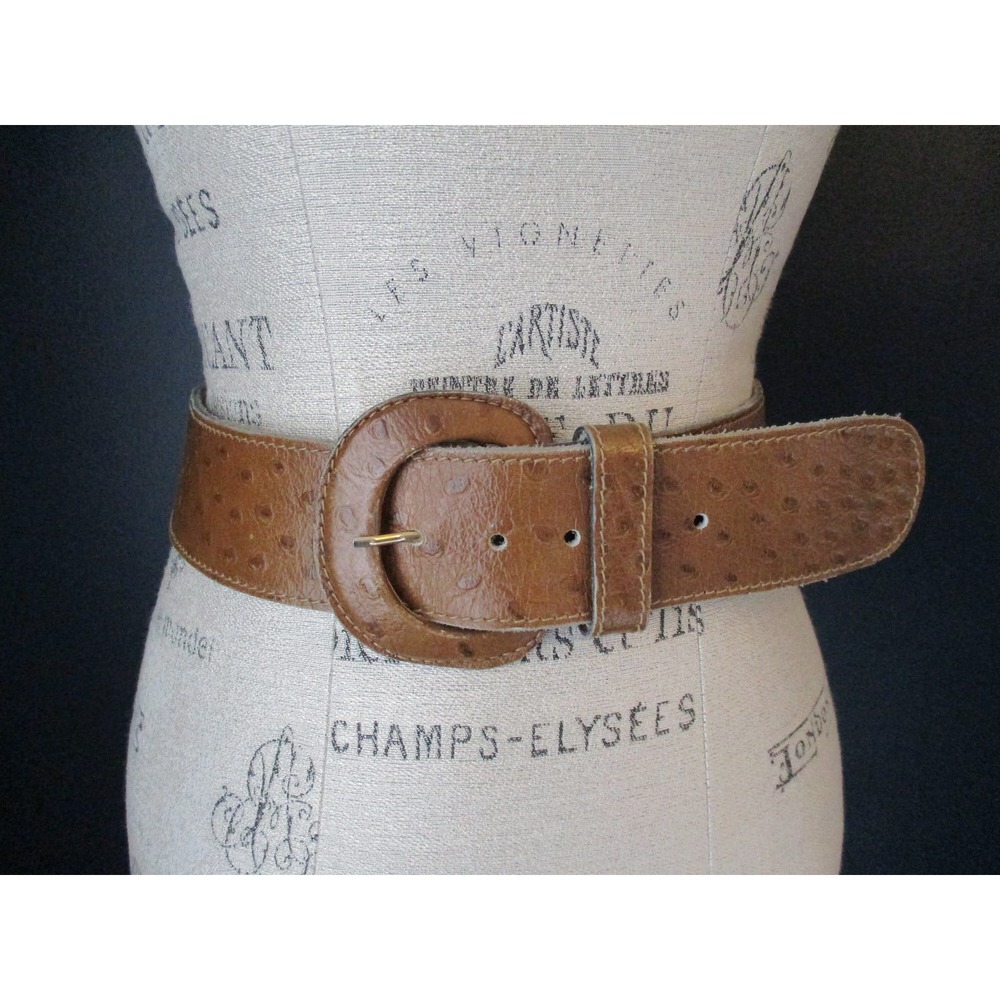 Vintage Anne Klein for Calderon Medium Brown Thick Textured Leather Belt Size M